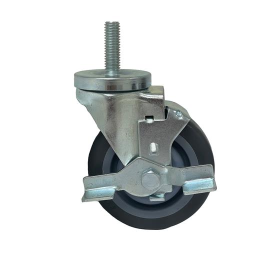 Picture of Medium Duty 1/2-13 x 1-1/2" Threaded Stem Caster With 4" Gray Polyurethane Wheel With Brake