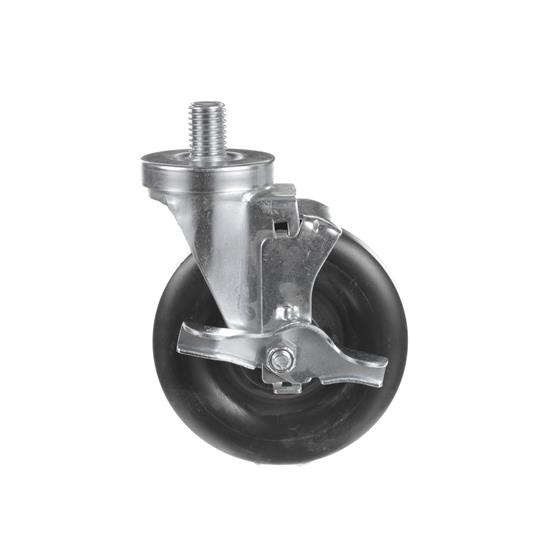 Picture of Medium Duty 3/4-10 x 1" Threaded Stem Caster With 5" Black Polyolefin Wheel With Brake