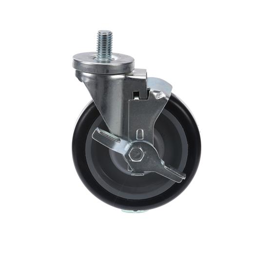 Picture of Medium Duty 5/8-11 x 1" Threaded Stem Caster With 5" Blue Polyurethane Wheel With Brake