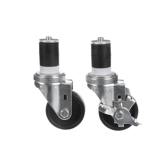 Picture of Caster Kit, Medium Duty 1-5/8" Expanding Stem Caster With 3" Black Polyolefin Wheel, 2 Brake And 2 Non-Brake In Retail Box