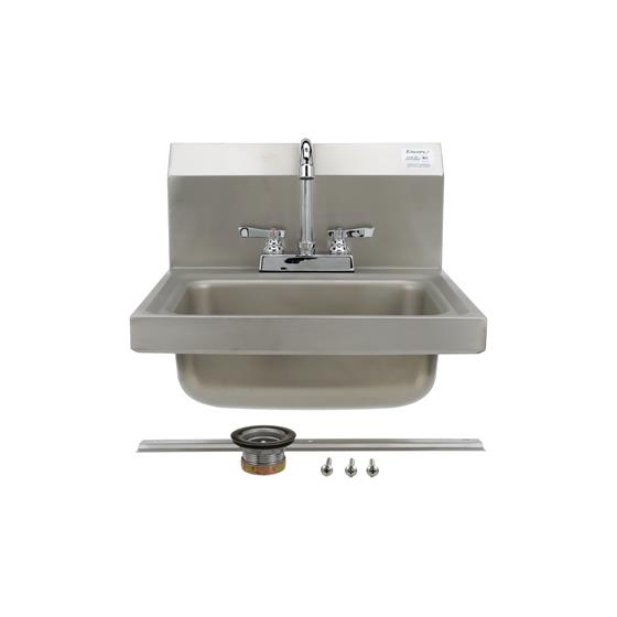 Picture of Encore Wall Mount Type 304 Series Stainless Steel Hand Sink 4" OC Mounting Holes 14" x 10" x 5" Deep Less Side Splash with TLL11-4100-SE1Z