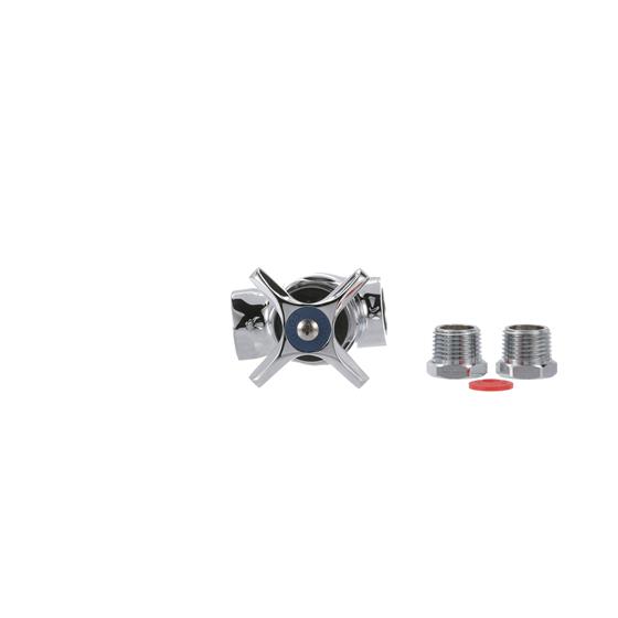 Picture of Shut Off Control Valve, Polished Chrome, Cross Handle, 3/8" IPS Inlet/Outlet and 1/2" Universal