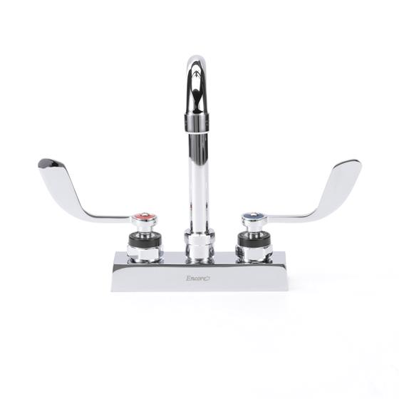 Picture of Encore 4" OC Deck Mount Faucet with 3-1/2" Swivel Gooseneck Spout and 4" Wrist Blade Handles