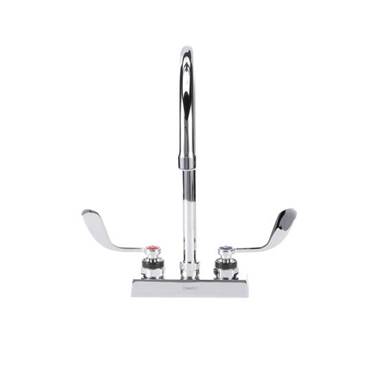 Picture of Encore 4" OC Deck Mount Faucet with 8-1/2" Swivel Gooseneck Spout and 4" Wrist Blade Handles