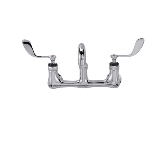 Picture of Encore® 8" OC. Brass Chrome Plated Wall Mount Faucet with 8" Swivel Spout 4" Wrist Blade Handles