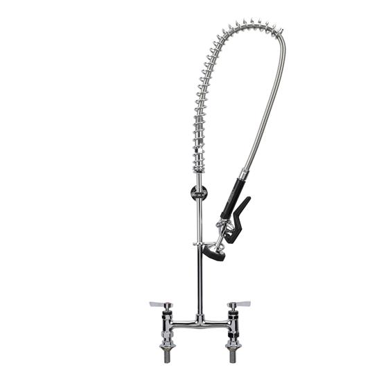 Picture of Encore®  8" OC Brass Chrome Plated Deck Mount Pre Rinse with Wall Bracket, Retail Packaging