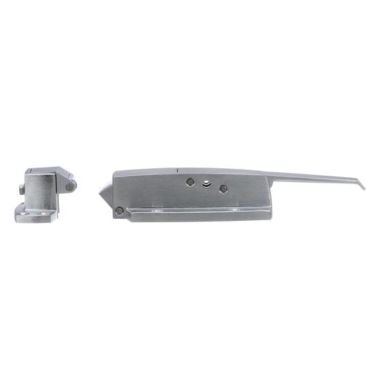Picture of -1/8" to 3/8" Offset Satin Chrome Heavy Duty Walk-In Cooler Door Safety Latch with Strike