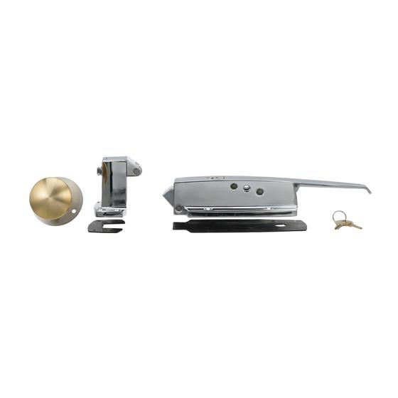 Picture of 3/4" to 1-5/8" Offset Polished Chrome Heavy Duty Walk-In Cooler Door Safety Latch with Cylinder Lock, Strike and Gaskets