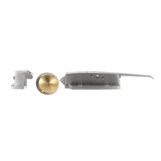 Picture of 1/8 to 3/8" Offset Stainless Steel Heavy Duty Walk-In Cooler Door Safety Latch with Lock, Strike, Gaskets and Inside Release