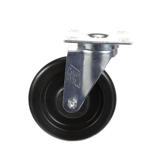 Picture of Medium Duty 3-1/2" x 3-1/2" Universal Plate Caster With 5" Black Polyolefin Wheel
