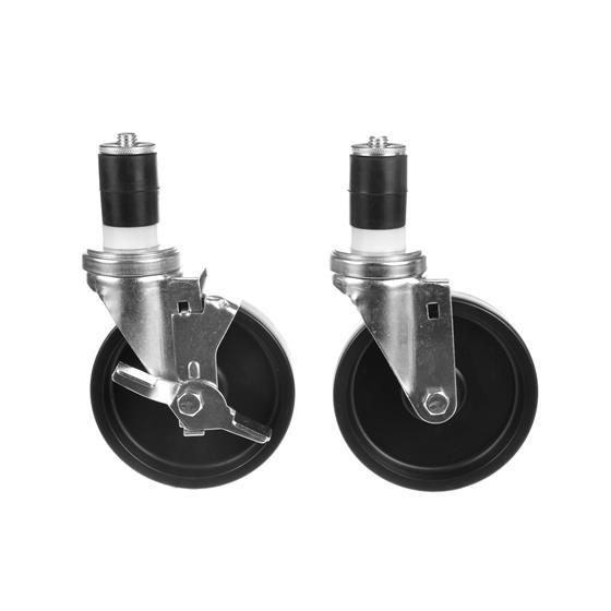 Picture of Caster Kit, Medium Duty 1-1/2" Expanding Stem Caster With 5" Black Polyolefin Wheel, 2 Brake And 2 Non-Brake In Retail Box