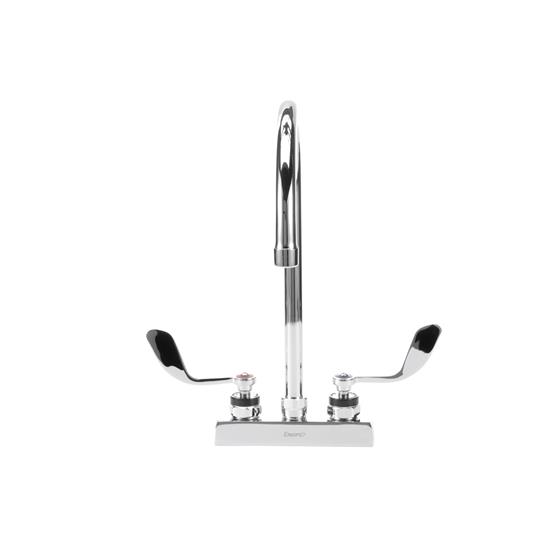 Picture of Encore 4" OC Deck Mount Faucet Ceramic Valves with 8-1/2" Swivel Gooseneck Spout with 4" Wrist Blade Handles