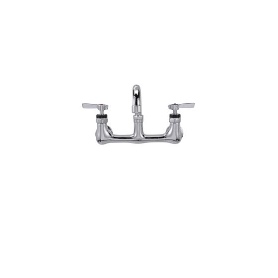 Picture of Encore® 8" OC. Brass Chrome Plated Wall Mount Faucet Ceramic Valves with 12" Swivel Spout with Mounting Kit