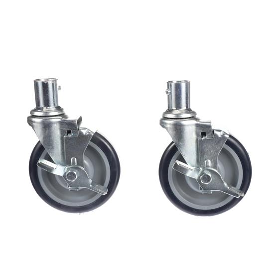 Picture of Caster Kit, Medium Duty 1" Female Collar Caster With 3" Blue Polyurethane Wheel, 4 Brake In Retail Box