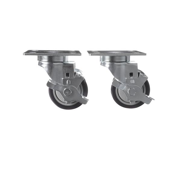 Picture of Caster Kit, Medium Duty 4"x 4" Universal Plate Caster With 3" Blue Polyurethane Wheel, 4 Brake In Retail Box