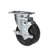 Picture of Medium Duty 2-3/8" x 3-5/8"  Plate Caster With 5" Black Rubber Wheel With Brake