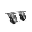 Picture of Caster Kit, Medium Duty 2-3/8" x 3-5/8" Plate Caster With 3" Black Polyolefin Wheel, 2 Brake And 2 Non-Brake In Retail Box