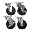 Picture of Caster Kit, Medium Duty 2-3/8" x 3-5/8" Plate Caster With 4" Black Polyolefin Wheel, 2 Brake And 2 Non-Brake In Retail Box