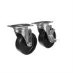 Picture of Caster Kit, Medium Duty 2-3/8" x 3-5/8" Plate Caster With 4" Black Polyolefin Wheel, 2 Brake And 2 Non-Brake In Retail Box