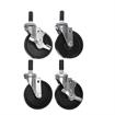 Picture of Caster Kit, Medium Duty 1" Expanding Stem Caster With 5" Black Polyolefin Wheel, 2 Brake And 2 Non-Brake In Retail Box
