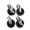 Picture of Caster Kit, Medium Duty 3/4-10 x 1" Threaded Stem Caster With 5" Black Polyolefin Wheel, 2 Brake And 2 Non-Brake In Retail Box