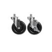 Picture of Caster Kit, Medium Duty 3/4-10 x 1" Threaded Stem Caster With 5" Black Polyolefin Wheel, 2 Brake And 2 Non-Brake In Retail Box
