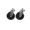 Picture of Caster Kit, Medium Duty 3/4-10 x 1" Threaded Stem Caster With 5" Black Polyolefin Wheel, 2 Brake And 2 Non-Brake In Retail Box