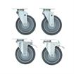 Picture of Caster Kit, Medium Duty 2-3/8" x 3-5/8" Plate Caster With 5" Gray Polyurethane Wheel, 2 Top Brake And 2 Non-Brake In Retail Box