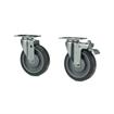 Picture of Caster Kit, Medium Duty 2-3/8" x 3-5/8" Plate Caster With 5" Gray Polyurethane Wheel, 2 Top Brake And 2 Non-Brake In Retail Box