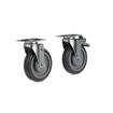 Picture of Caster Kit, Medium Duty 2-3/8" x 3-5/8" Plate Caster With 5" Gray Polyurethane Wheel, 2 Top Brake And 2 Non-Brake In Retail Box