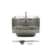 Picture of Encore Wall Mount Type 304 Series Stainless Steel Hand Sink 14" x 10" x 5" Deep with 4" OC Holes, Double Side Splash and TLL15-4100-SE1Z Faucet