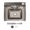 Picture of Encore Wall Mount Type 304 Series Stainless Steel Hand Sink 14" x 10" x 5" Deep with 4" OC Holes, Double Side Splash and TLL15-4100-SE1Z Faucet