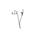 Picture of Encore® 8" OC. Brass Chrome Plated Wall Mount Pot Filler Assembly Hooked Spray Head  Vacuum Breaker and 72" Hose