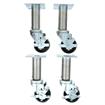 Picture of Caster Kit, 8-1/2" OA Medium Duty 3-1/2" Square Plate Adjustable Caster Leg With  3" Black Polyolefin Wheel, 2 Brake And 2 Non-Brake In Retail Box