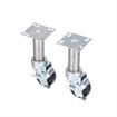 Picture of Caster Kit, 8-1/2" OA Medium Duty 3-1/2" Square Plate Adjustable Caster Leg With  3" Black Polyolefin Wheel, 2 Brake And 2 Non-Brake In Retail Box