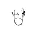 Picture of Encore® 8" OC. Brass Chrome Plated Wall Mount Pot Filler Assembly Hooked Spray Head Ceramic Valves Vacuum Breaker and 72" Hose