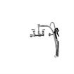 Picture of Encore® 8" OC. Brass Chrome Plated Wall Mount Pot Filler Assembly Hooked Spray Head Ceramic Valves Vacuum Breaker and 72" Hose