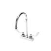 Picture of Encore 4" OC Deck Mount Faucet Ceramic Valves with 8-1/2" Swivel Gooseneck Spout with 4" Wrist Blade Handles
