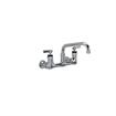 Picture of Encore® 8" OC. Brass Chrome Plated Wall Mount Faucet Ceramic Valves with 8" Swivel Spout, Lever Handles and Retail Packaging