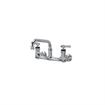 Picture of Encore® 8" OC. Brass Chrome Plated Wall Mount Faucet Ceramic Valves with 8" Swivel Spout, Lever Handles and Retail Packaging