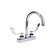 Picture of Encore 4" OC Deck Mount Faucet Ceramic Valves with 6" Swivel Gooseneck Spout and 4" Wrist Blade Handles, retail Packaging