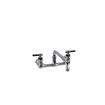 Picture of Encore® 8" OC. Brass Chrome Plated Wall Mount Faucet Ceramic Valves with 12" Swivel Spout, Retail Packaging