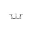 Picture of Encore® 8" OC. Brass Chrome Plated Wall Mount Faucet with 16" Swivel Spout, Lever handles and Retail Packaging