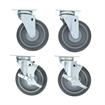 Picture of Caster Kit, Medium Duty 2-3/8" x 3-5/8" Plate Caster With 5" Gray Polyurethane Wheel, 2 Brake And 2 Non-Brake In Retail Box