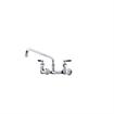 Picture of Encore® 8" OC. Brass Chrome Plated Wall Mount Faucet with 14" Swivel Spout with Faucet Mounting Kit