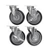 Picture of Caster Kit, Medium Duty 4" x 4" Universal Plate Caster With 5" Blue Polyurethane Wheel, 2 Brake And 2 Non-Brake In Retail Box