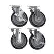 Picture of Caster Kit, Medium Duty 2-3/8" x 3-5/8" Plate Caster With 5" Blue Polyurethane Wheel, 2 Brake And 2 Non-Brake In Retail Box