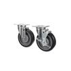 Picture of Caster Kit, Medium Duty 2-3/8" x 3-5/8" Plate Caster With 5" Blue Polyurethane Wheel, 2 Brake And 2 Non-Brake In Retail Box
