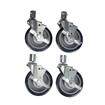 Picture of Caster Kit, Medium Duty 1" Female Collar Caster With 3" Blue Polyurethane Wheel, 4 Brake In Retail Box