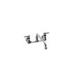 Picture of Encore® 8" OC. Brass Chrome Plated Wall Mount Faucet Ceramic Valves with 14" Swivel Spout (Retail Packaging)